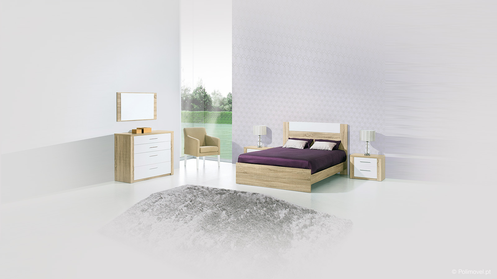 Quarto de Casal LOURINI Paris Carvalho Natura