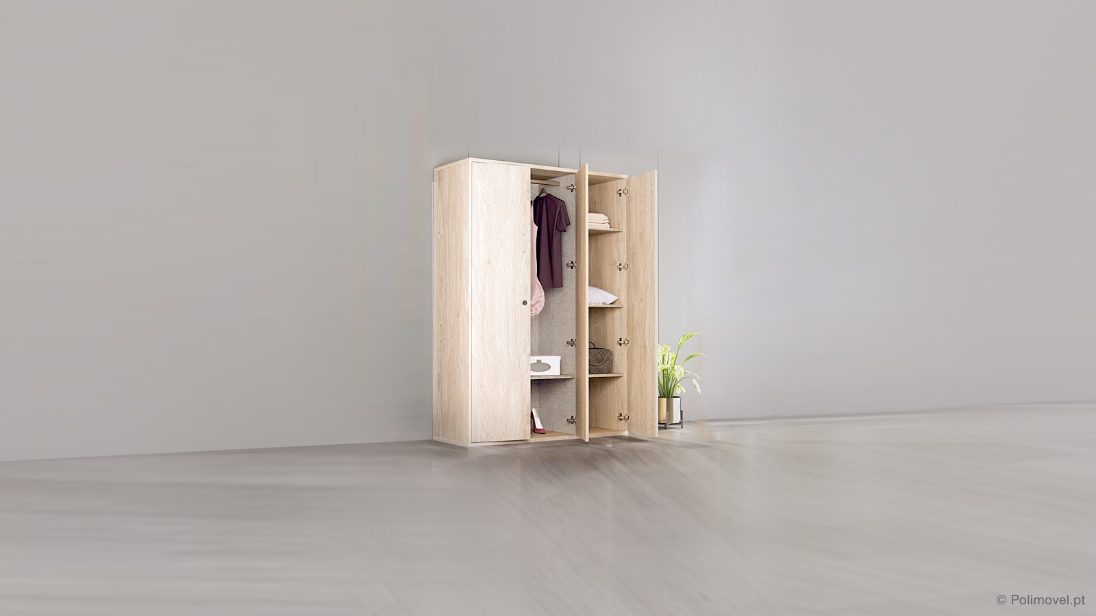 Roupeiro SOFAMOVEL Evo 3 Portas de Abrir